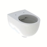 Bílé závěsné WC Geberit Selnova bez splachovacího okruhu se skrytým uchycením.