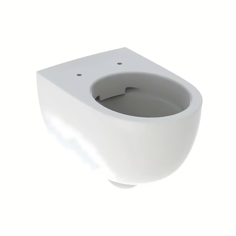 Bílé závěsné WC Geberit Selnova bez splachovacího okruhu se skrytým uchycením.
