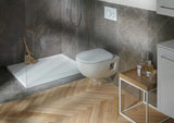 Bílé závěsné WC Geberit Selnova bez splachovacího okruhu z sanitární keramiky.