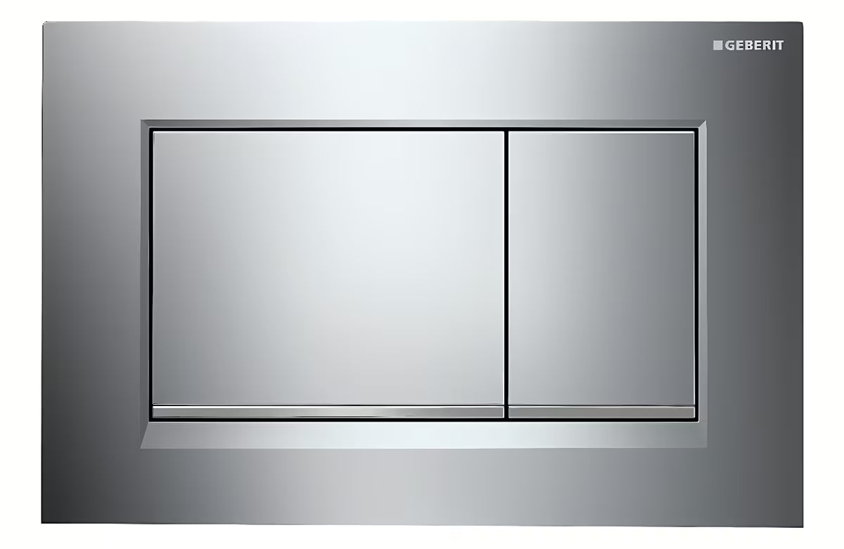 Ovládací tlačítko Geberit Sigma30 v provedení chrom lesk s matným proužkem pro podomítkové nádržky Sigma