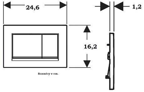 Černé dvoučinné ovládací tlačítko Geberit Sigma pro podomítkové nádržky Geberit Sigma