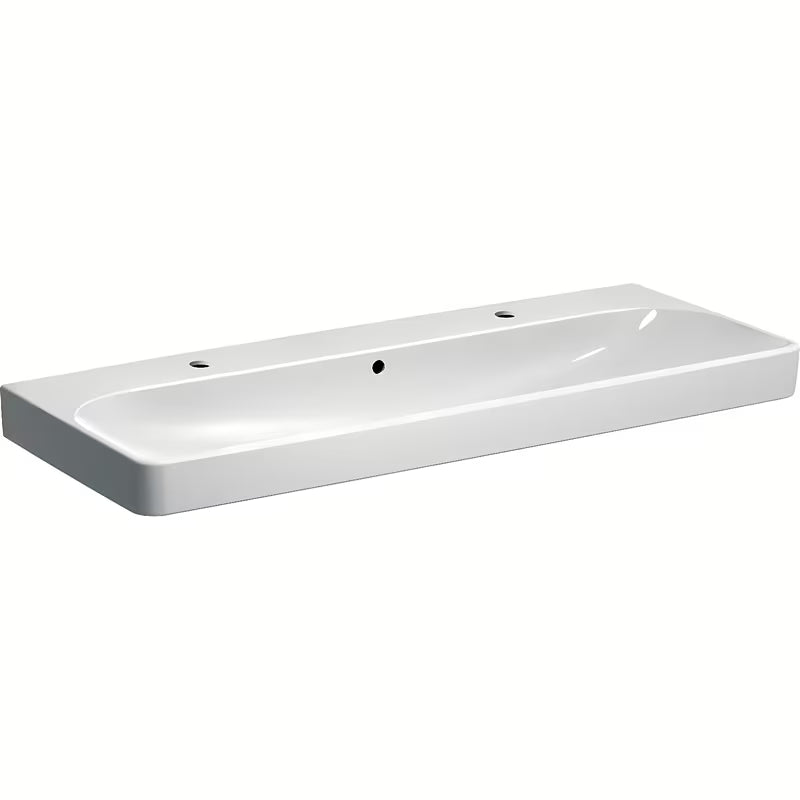 Geberit Smyle Square závěsné umyvadlo 120x48 cm z bílé keramiky se dvěma otvory pro baterii