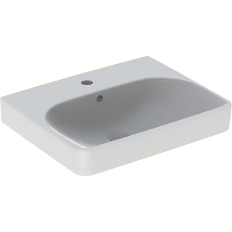 Geberit Smyle Square závěsné keramické umyvadlo bílé s otvorem pro baterii uprostřed, 55x44 cm