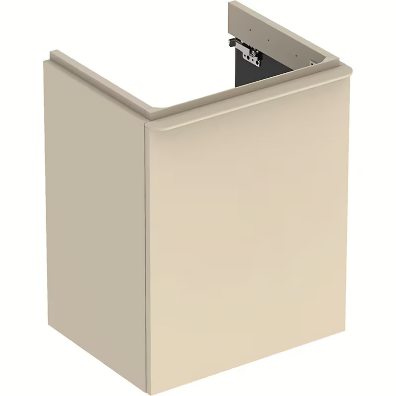 Geberit Smyle Square závěsná skříňka pod umyvadlo v šedé barvě s pravým otevíráním