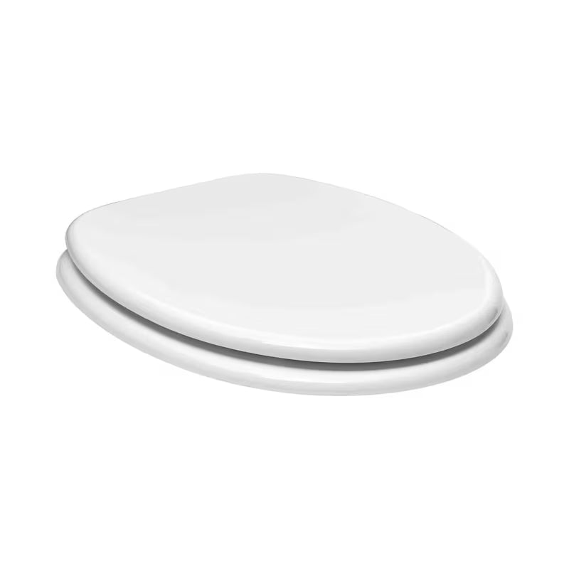 Bílé WC sedátko Glacera z MDF s technologií SoftClose a mosaznými panty