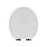 Bílé WC sedátko Glacera z MDF s technologií SoftClose a mosaznými panty