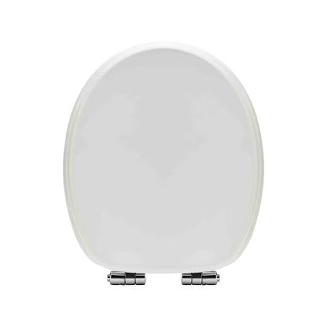 Bílé WC sedátko Glacera z MDF s technologií SoftClose a mosaznými panty