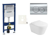 Závěsný WC set Glacera Ava s modulem Geberit Duofix, duroplastovým sedátkem se SoftClose a chromovým tlačítkem