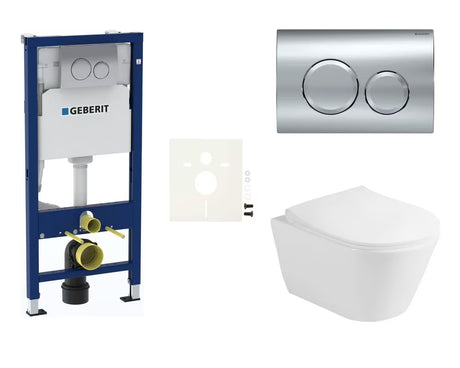 Závěsný WC set Glacera Ava s modulem Geberit Duofix, duroplastovým sedátkem se SoftClose a chromovým tlačítkem