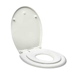 Bílé dětské WC sedátko Glacera Babynew s integrovanou vložkou a pomalým sklápěním SoftClose.
