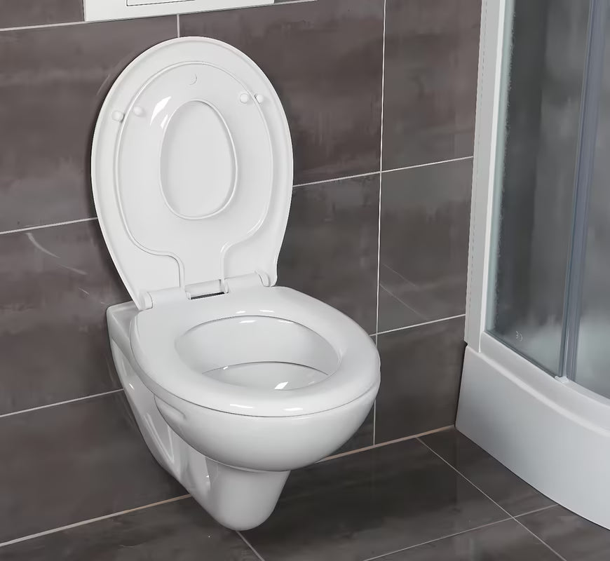 Bílé dětské WC sedátko Glacera Babynew s integrovanou vložkou a pomalým sklápěním SoftClose.