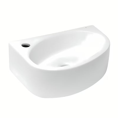 Bílé keramické rohové umývátko Glacera Bigio 42x29,5 cm s otvorem pro baterii vlevo