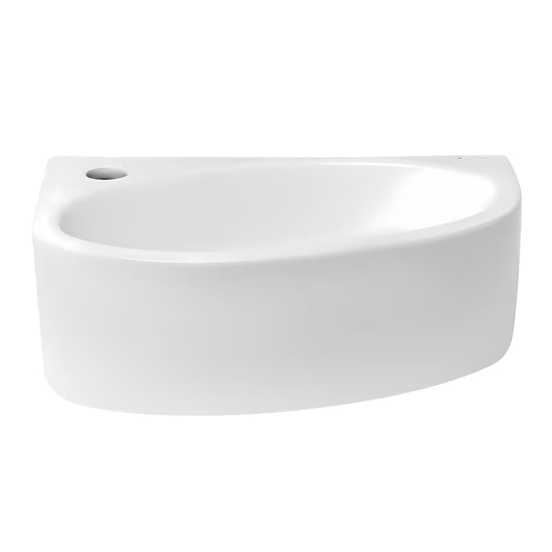 Bílé keramické rohové umývátko Glacera Bigio 42x29,5 cm s otvorem pro baterii vlevo