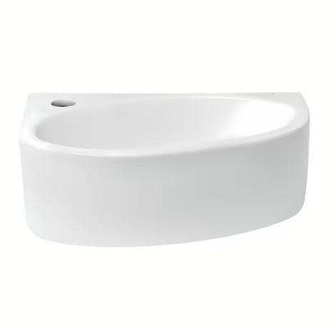 Bílé keramické rohové umývátko Glacera Bigio 42x29,5 cm s otvorem pro baterii vlevo