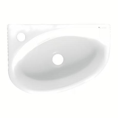 Bílé keramické rohové umývátko Glacera Bigio 42x29,5 cm s otvorem pro baterii vlevo