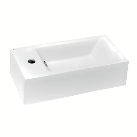 Bílé keramické umývátko Glacera Bigio 50 x 25 cm s otvorem pro baterii vlevo