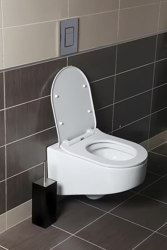 Bílé super tenké WC sedátko Glacera EasySlim44 z duroplastu s panty SoftClose a uchycením EasyLock.