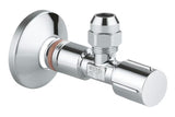 Rohový ventil Grohe Chrome pro nástěnnou instalaci s kovovou rukojetí a rozetou