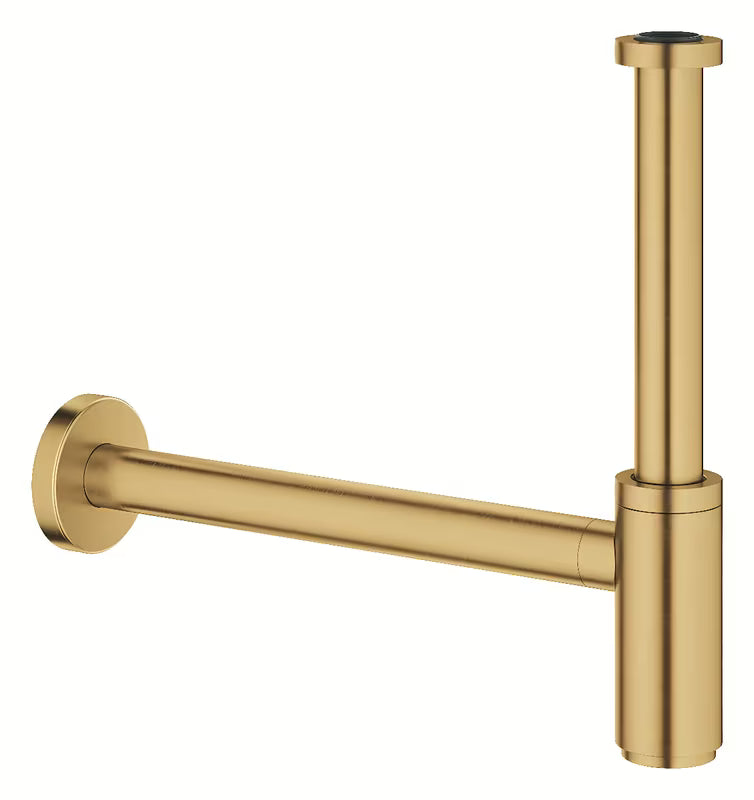 Umyvadlový sifon Grohe Cool Sunrise brushed z mosazi s velkou nasouvací rozetou a povrchem GROHE StarLight