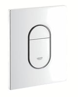 Bílé splachovací tlačítko Grohe Arena Cosmopolitan s duálním splachováním a povrchem Grohe StarLight
