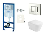 Viseći WC set Glacera Ava s modulom Grohe Rapid SL, vodokotlićem i tipkom za ispiranje Skate Cosmopolitan