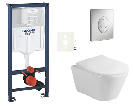 Závěsný WC set Glacera Ava s instalačním systémem Grohe Rapid SL, tlačítkem Skate Air a sedátkem SoftClose