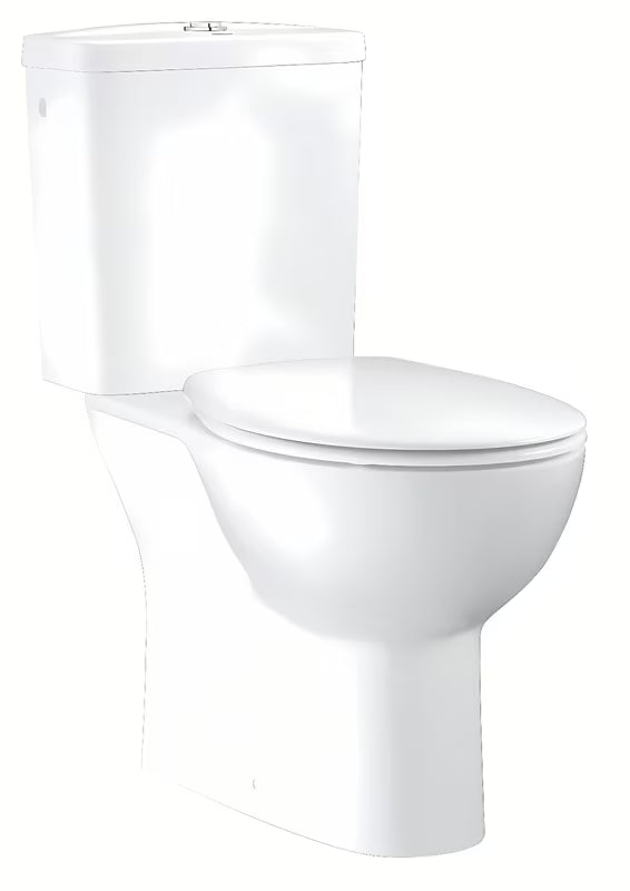 WC kombi Grohe Bau Ceramic v barvě Alpine White s bezokrajovou mísou Rimless a sedátkem SoftClose