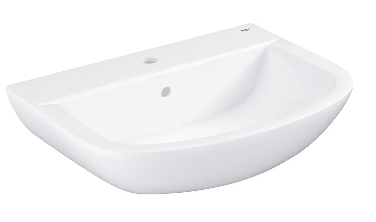 Závěsné umyvadlo Grohe Bau Ceramic 65 v bílé barvě s přepadem a otvorem pro baterii