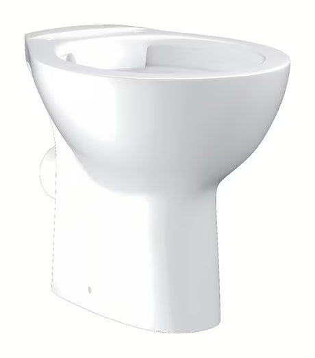 Stojící podlahové WC Grohe Bau Ceramic rimless v barvě Alpine White z glazované skleněné keramiky.