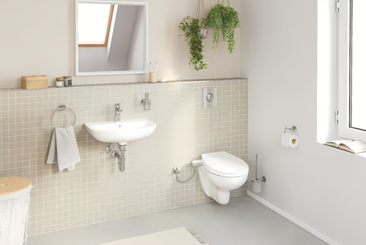 Závěsné umyvadlo Grohe Bau Ceramic 55 v bílé barvě Alpine White s otvorem pro baterii a přepadem