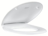 Bílé WC sedátko Grohe Bau Ceramic z duroplastu s rychlým uvolněním a nerezovými panty
