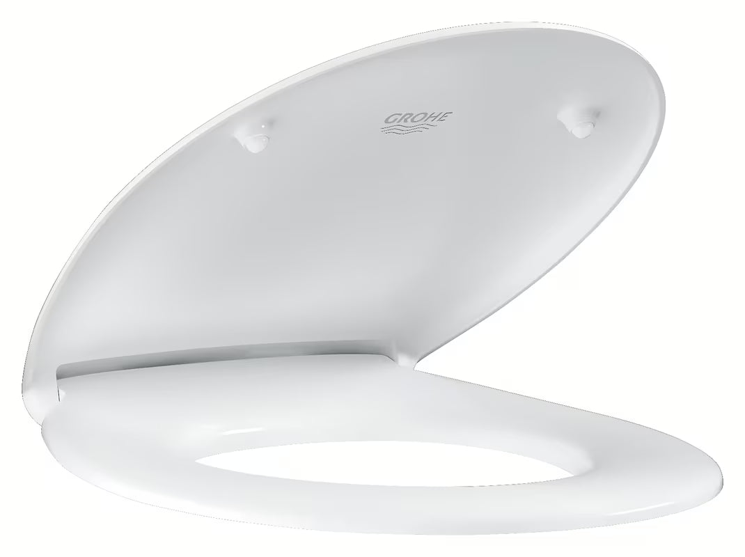 Bílé WC sedátko Grohe Bau Ceramic z duroplastu s rychlým uvolněním a nerezovými panty