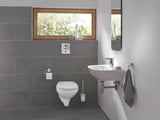 Bílé WC sedátko Grohe Bau Ceramic z duroplastu s rychlým uvolněním a nerezovými panty