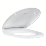 Bílé WC sedátko Grohe Bau Ceramic z duroplastu s rychlým uvolněním a nerezovými panty