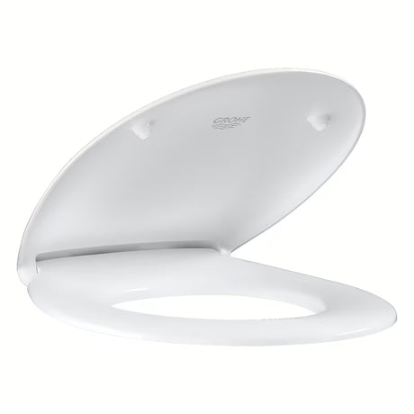 Bílé WC sedátko Grohe Bau Ceramic z duroplastu s rychlým uvolněním a nerezovými panty
