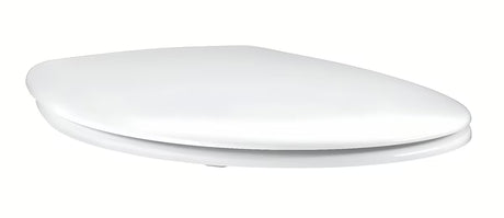 Bílé WC sedátko Grohe Bau Ceramic s víkem, SoftClose sklápěním a rychlým uvolněním pro snadné čištění.