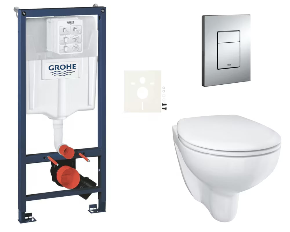 Závěsný WC set Grohe Bau Ceramic s instalačním modulem Rapid SL, tlačítkem Even a sedátkem SoftClose