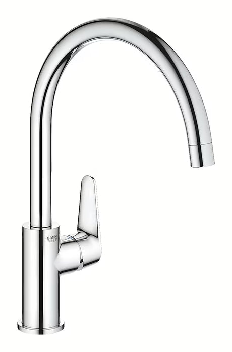 Chromová dřezová baterie Grohe BauCurve s vysokou výpustí a otočným ramínkem 360°