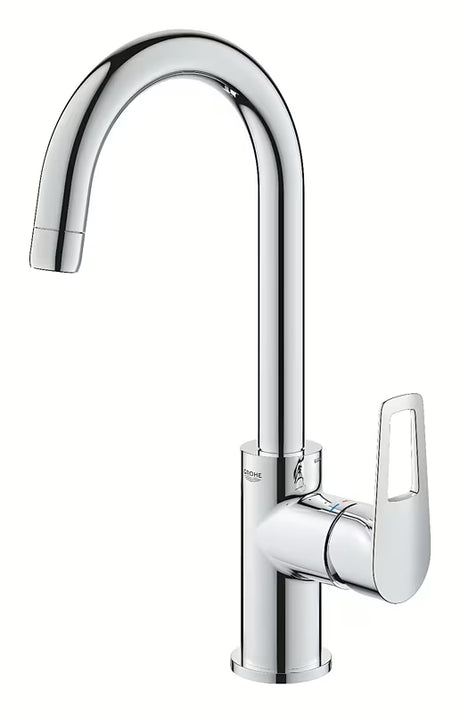 Grohe BauLoop vysoká páková umyvadlová baterie v chromovém provedení s výpustí.