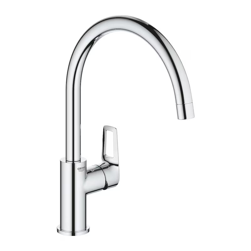 Chromová páková dřezová baterie Grohe BauLoop s vysokou otočnou výpustí