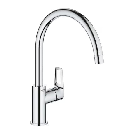 Chromová páková dřezová baterie Grohe BauLoop s vysokou otočnou výpustí