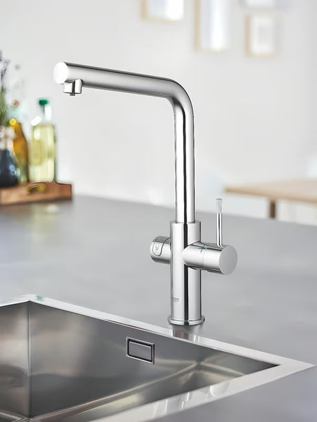 Chromová dřezová baterie Grohe Blue Home Duo pro filtrovanou, chlazenou a perlivou vodu