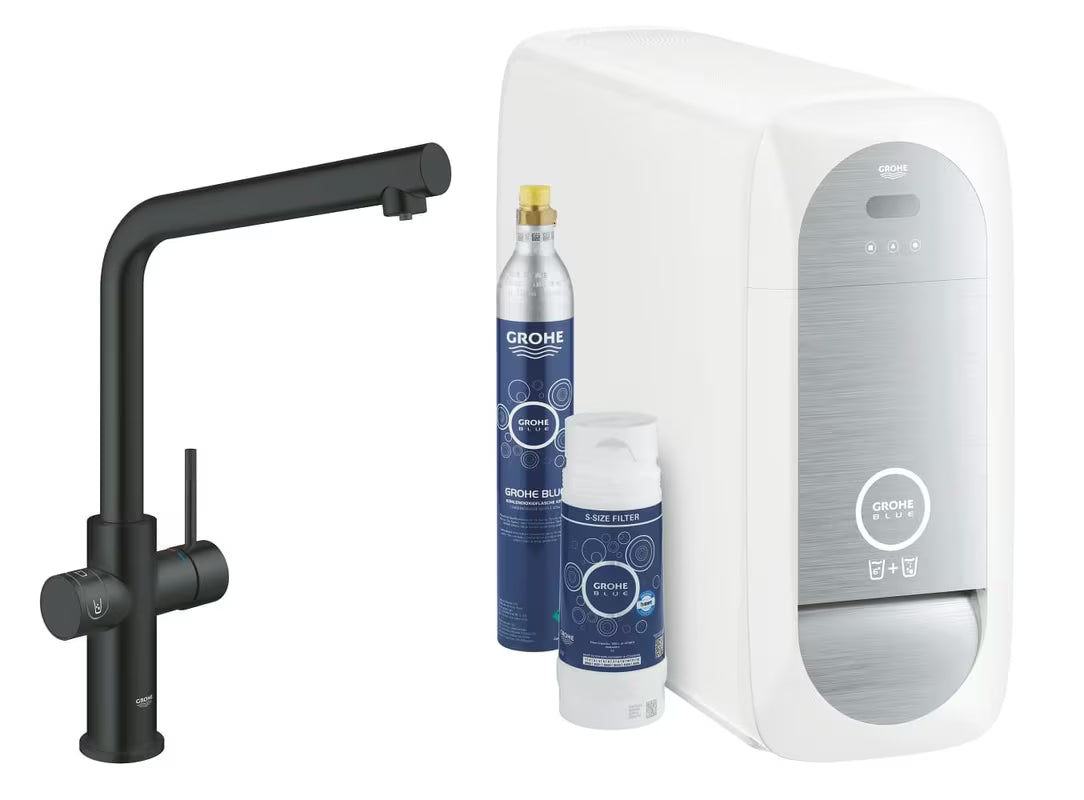 Grohe Blue Home Duo dřezová baterie s filtrací a chlazením vody v provedení velvet black