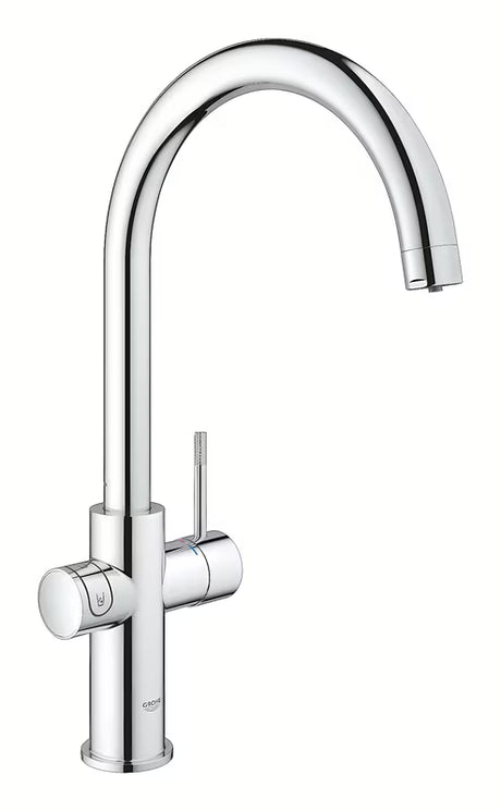 Chromová dřezová baterie Grohe Blue Home Duo s filtrem, chlazením a tlačítkem pro perlivou i neperlivou vodu