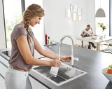 Chromuotas virtuvinis maišytuvas Grohe Blue Home Duo su filtru, su aušinimu ir mygtuku pro, gazuotam ir negazuotam vandeniui
