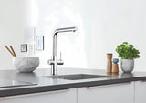 Chromová kuchyňská dřezová baterie Grohe Blue Home Duo s filtrem, chlazením a vytahovacím perlátorem