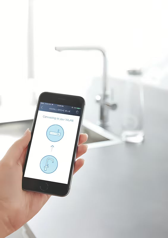 Chromová kuchyňská dřezová baterie Grohe Blue Home Duo s filtrem, chlazením a vytahovacím perlátorem