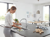 Grohe Blue Home dřezová baterie supersteel s filtrační funkcí a chladičem pro perlivou vodu
