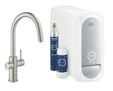 Grohe Blue Home dřezová baterie supersteel s filtrací a chladičem pro neperlivou i perlivou vodu