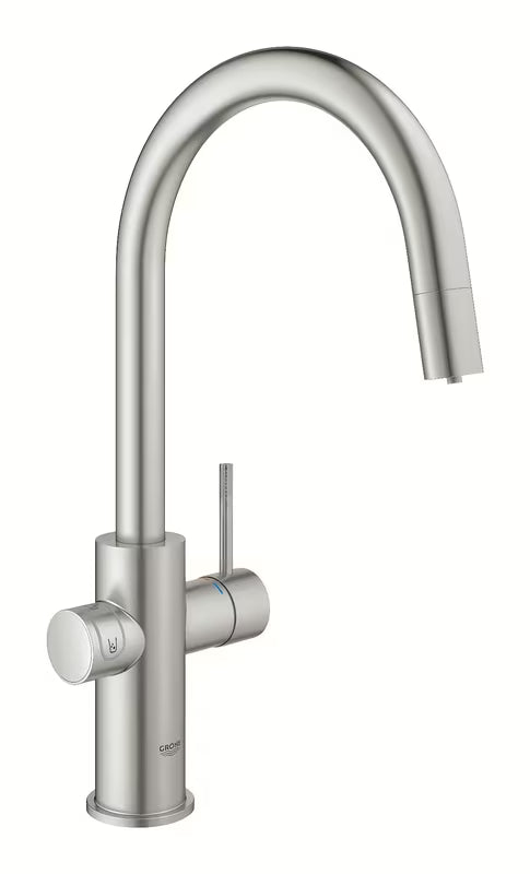 Grohe Blue Home dřezová baterie supersteel s filtrací a chladičem pro neperlivou i perlivou vodu
